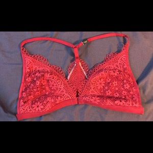 Dark red lace bralette